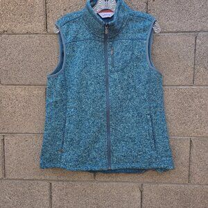 Orvis Vest Sweater Teal Blue sz Large Full Zip Fleece Pockets